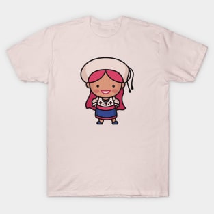 Cute Ecuadorian Girl in Traditional Clothing Cartoon T-Shirt